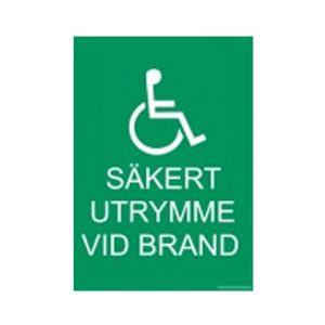 Skylt Säkert utrymme vid brand