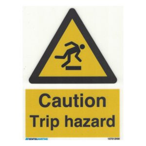 Skylt "Caution Trip Hazard"