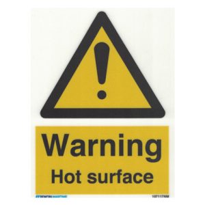 Skylt "Warning Hot surface"