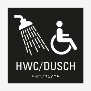 Taktil skylt HWC dusch