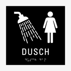 Taktil skylt dusch dam