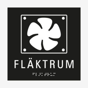 Taktil skylt fläktrum