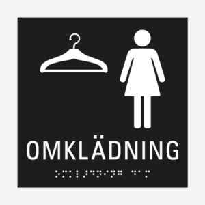 Taktil skylt omklädning dam