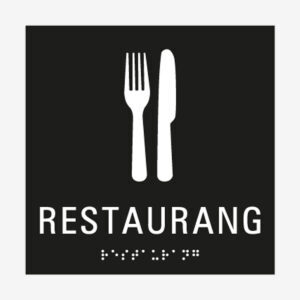 Taktil skylt restaurang