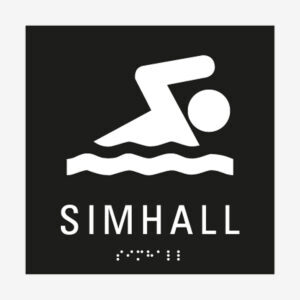 Taktil skylt simhall
