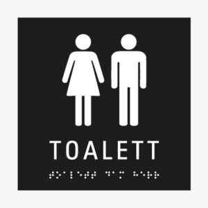 Taktil skylt toalett dam herr