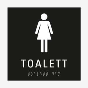 Taktil skylt toalett dam