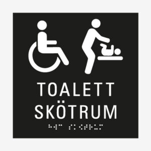 Taktil skylt toalett skötrum HWC