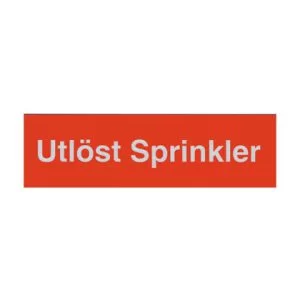 Skylt utlöst sprinkler 210 x 60 mm i plast